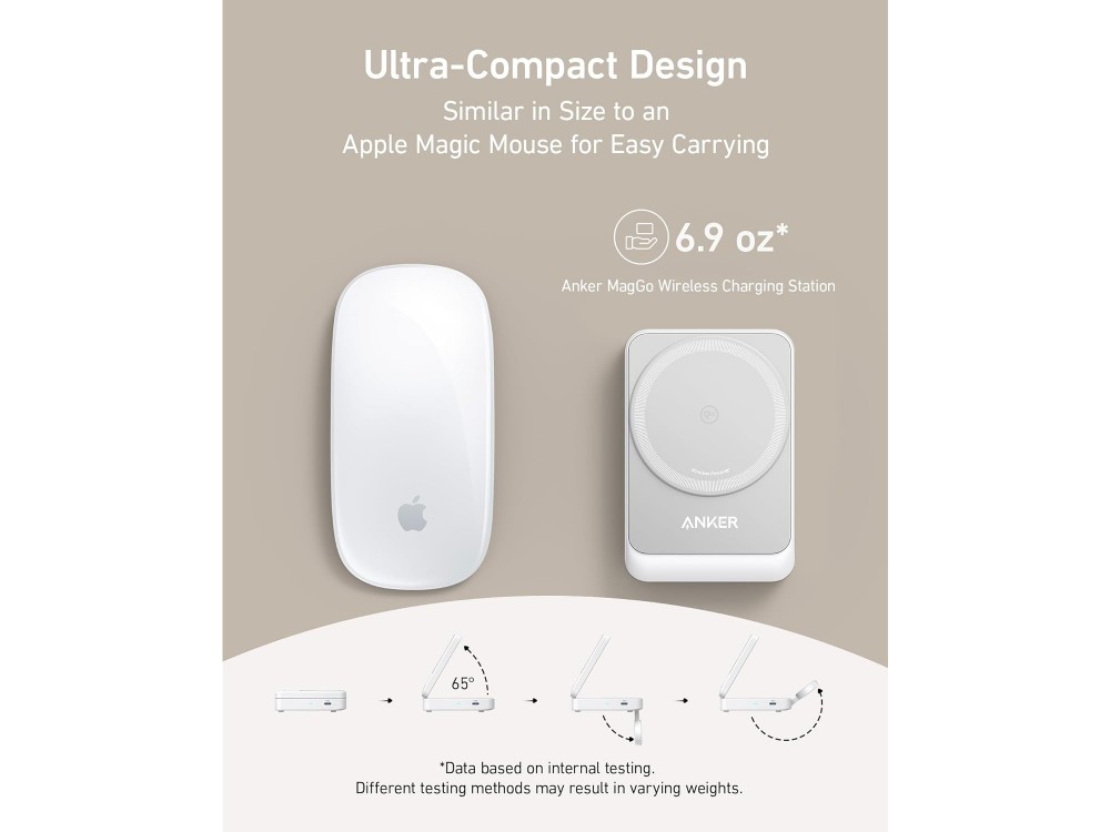 Anker MagGo 3-in-1, Wireless Charger / Base 25W, with Charger Plug & Cable USB-C 1.5μ, White