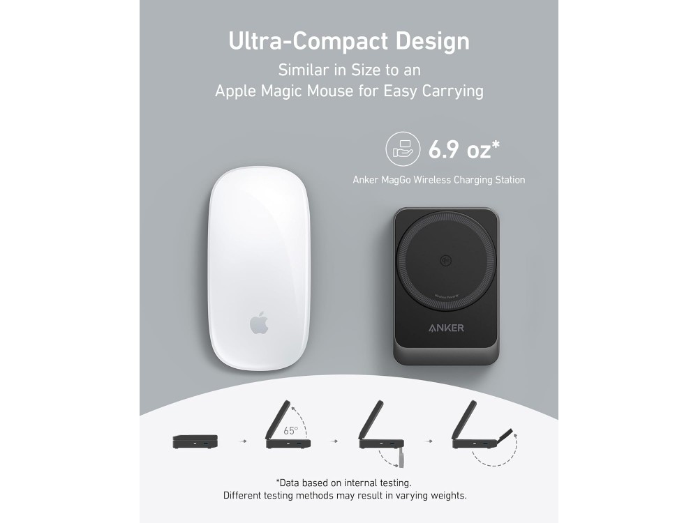 Anker MagGo 3-in-1, Wireless Charger / Base 25W, with Charger Socket & Cable USB-C 1.5μ, Black