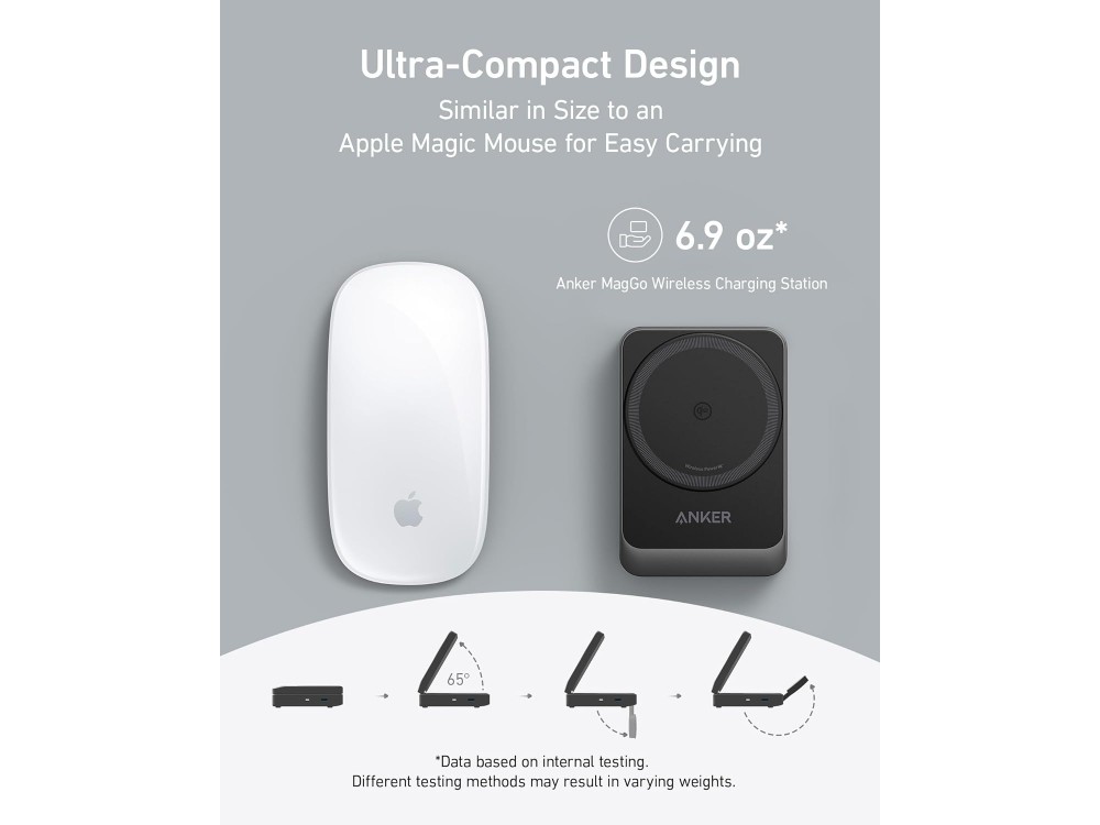 Anker MagGo 3-in-1, Ασύρματος Φορτιστής / Βάση 25W, με Φορτιστή Πρίζας & Καλώδιο USB-C 1.5μ, Black