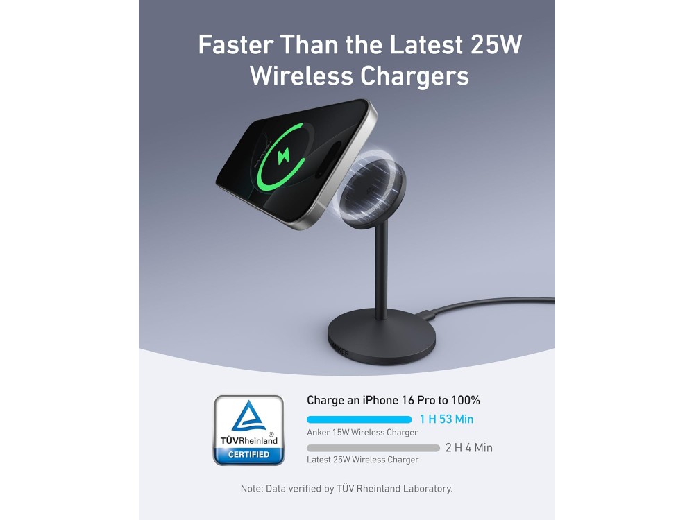 Anker MagGo Qi2 MagSafe Wireless Magnetic Charger for iPhone / AirPods, Black