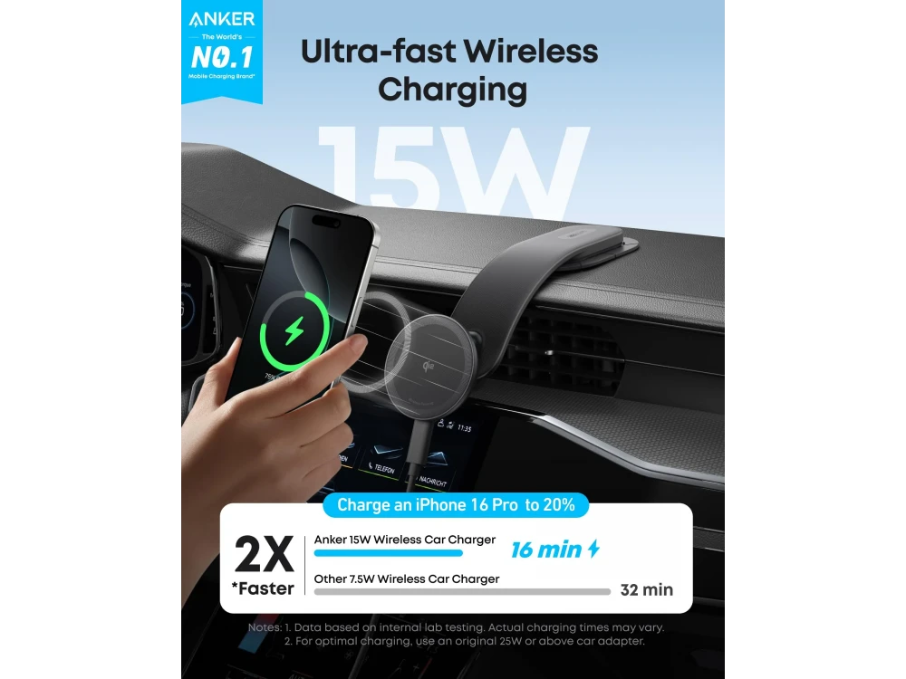 Anker Nano Wireless Car Charger 15W, MagGo set with Car Charger