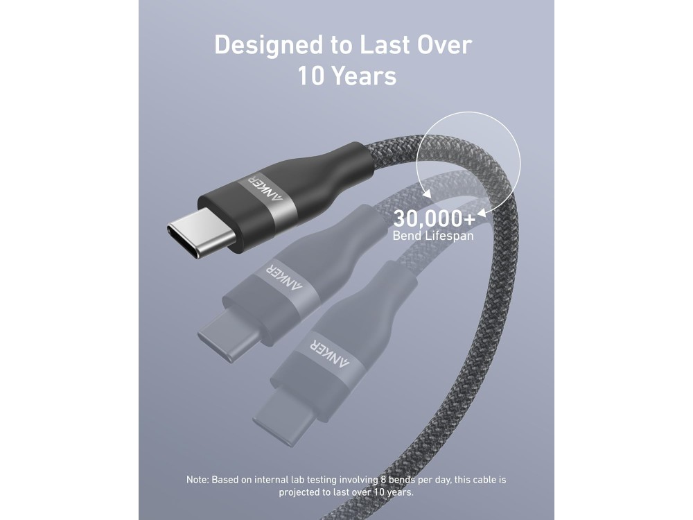 Anker Nano Καλώδιο USB-C σε USB-C 0.9μ. 240W με Νάυλον ύφανση, Black