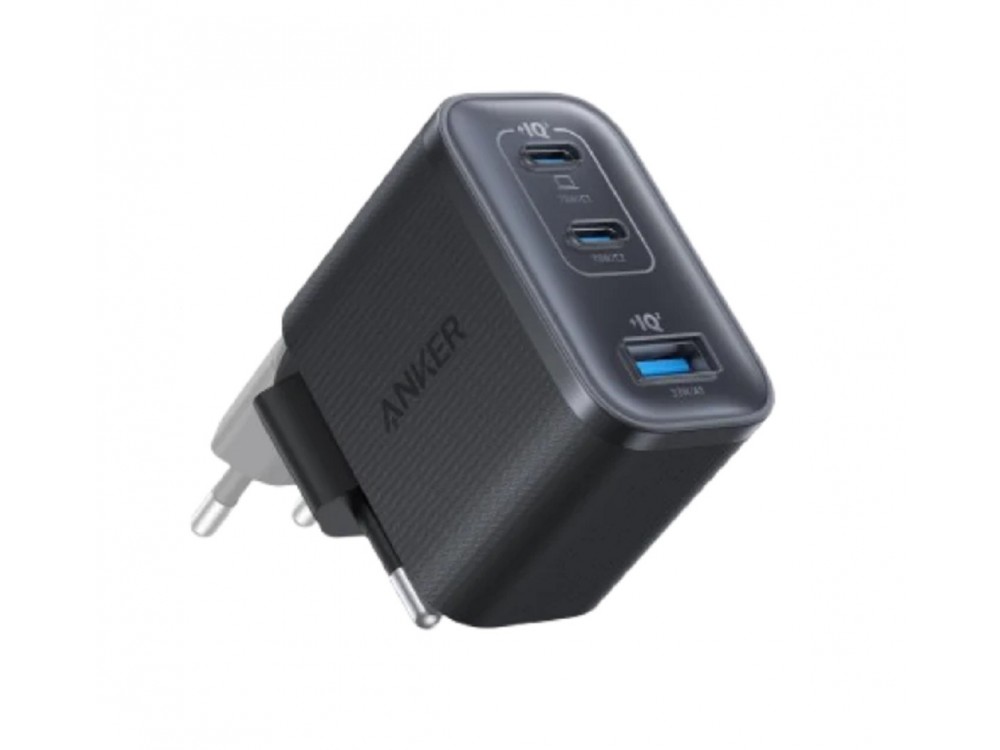 Anker Nano Φορτιστής πρίζας 3-θυρών 70W Type-C & Type-A, Black