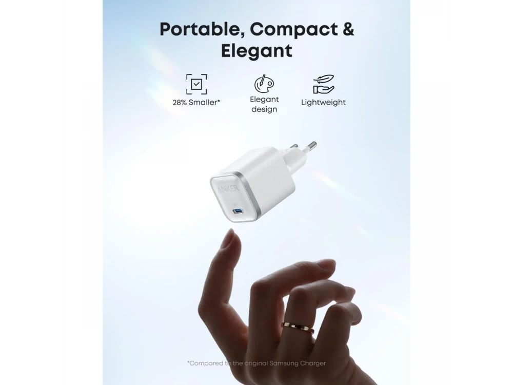 Anker Nano Φορτιστής πρίζας 45W Type-C με GaN PD, Aurora White