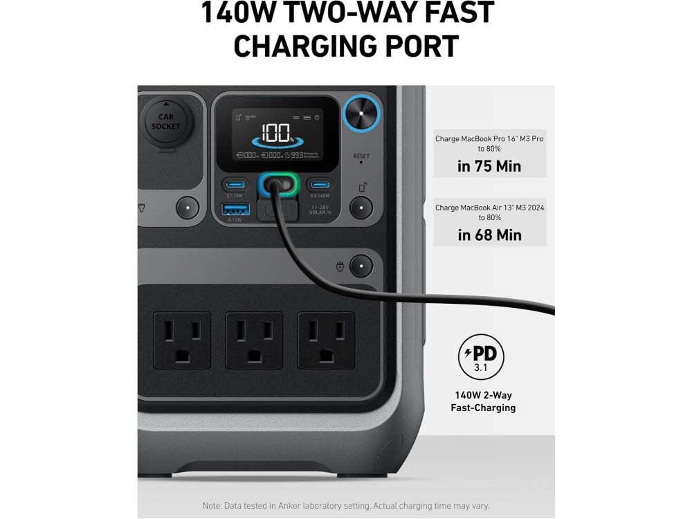 Anker Solix C300X AC Power Station με 288Wh, 90000mAh LiFePO4 Μπαταρία, 300W, 1x USB-A, 3x USB-C, 2x AC, Grey