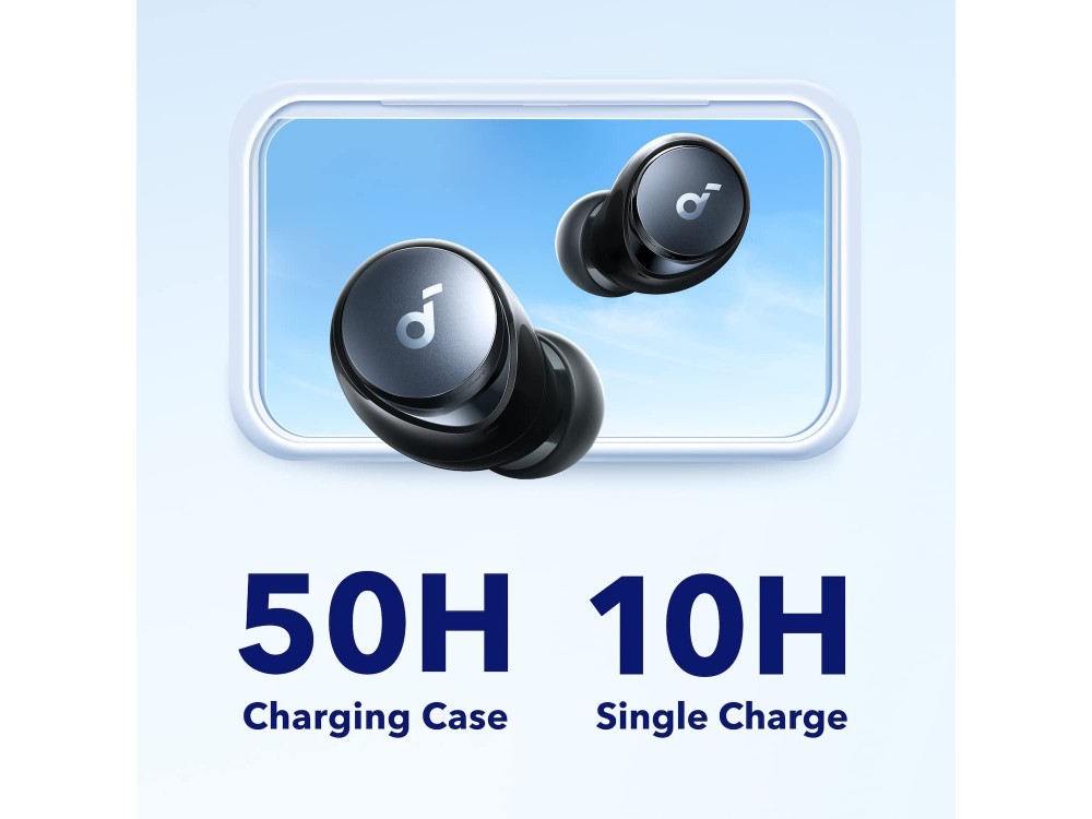 Anker SoundCore Space A40 ANC Bluetooth Earbuds TWS, Adaptive Noise Cancelling (Έως 98%), Hi-Res Sound & 50Η Playtime, Black