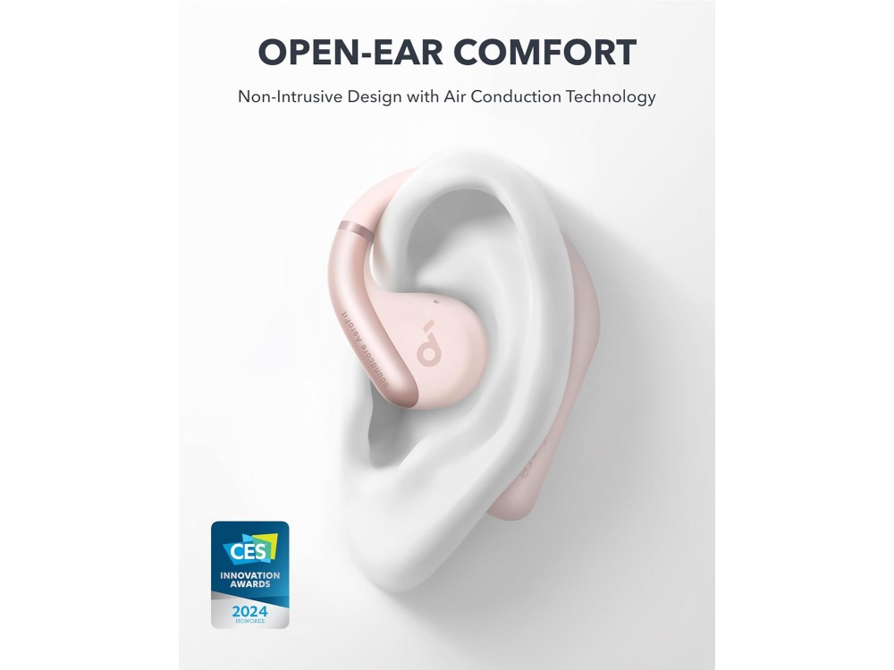 Anker Soundcore AeroFit Bluetooth 5.3 Ακουστικά Open-Ear με BassUp, IPX7 & APP, Soft Pink