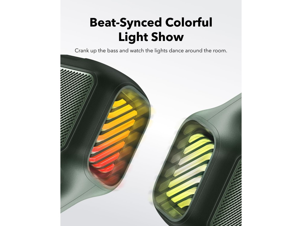 Anker Soundcore Boom 2, Φορητό Bluetooth Ηχείο 80W, IPX7 με BassUp 2.0, Built-in Subwoofer, RGB Lights & 24H Playtime, Green