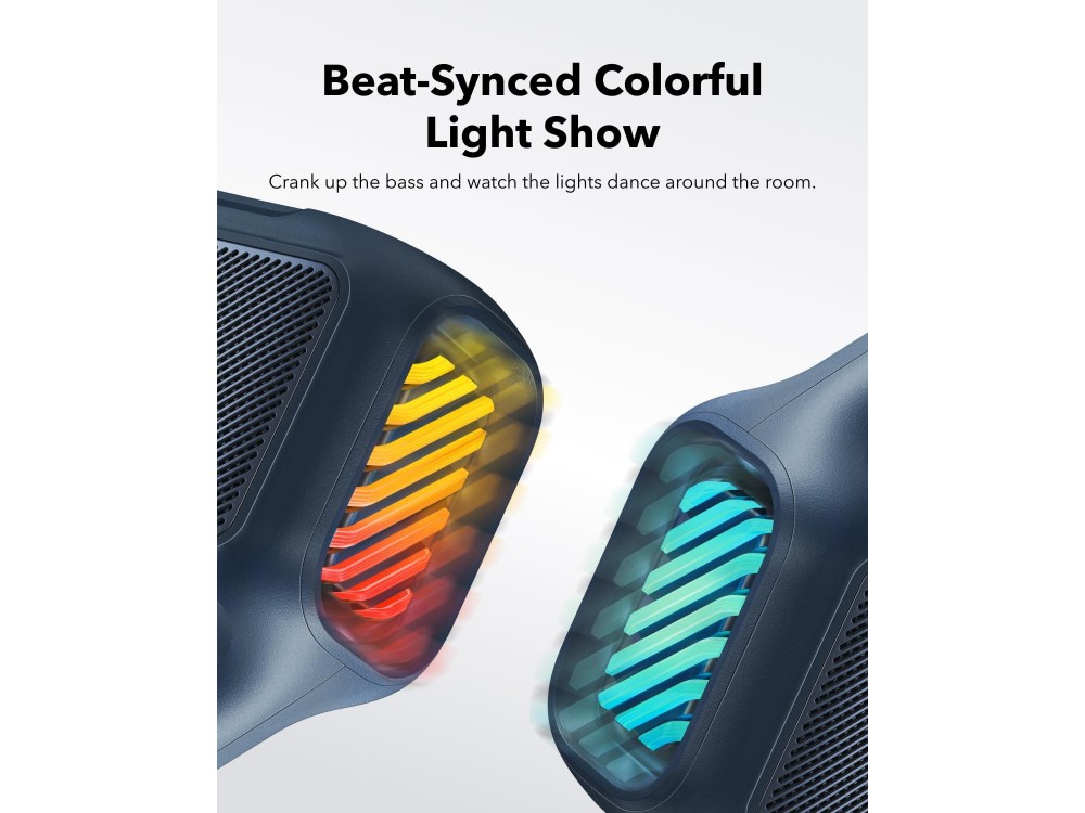 Anker Soundcore Boom 2, Φορητό Bluetooth Ηχείο 80W, IPX7 με BassUp 2.0, Built-in Subwoofer, RGB Lights & 24H Playtime, Blue