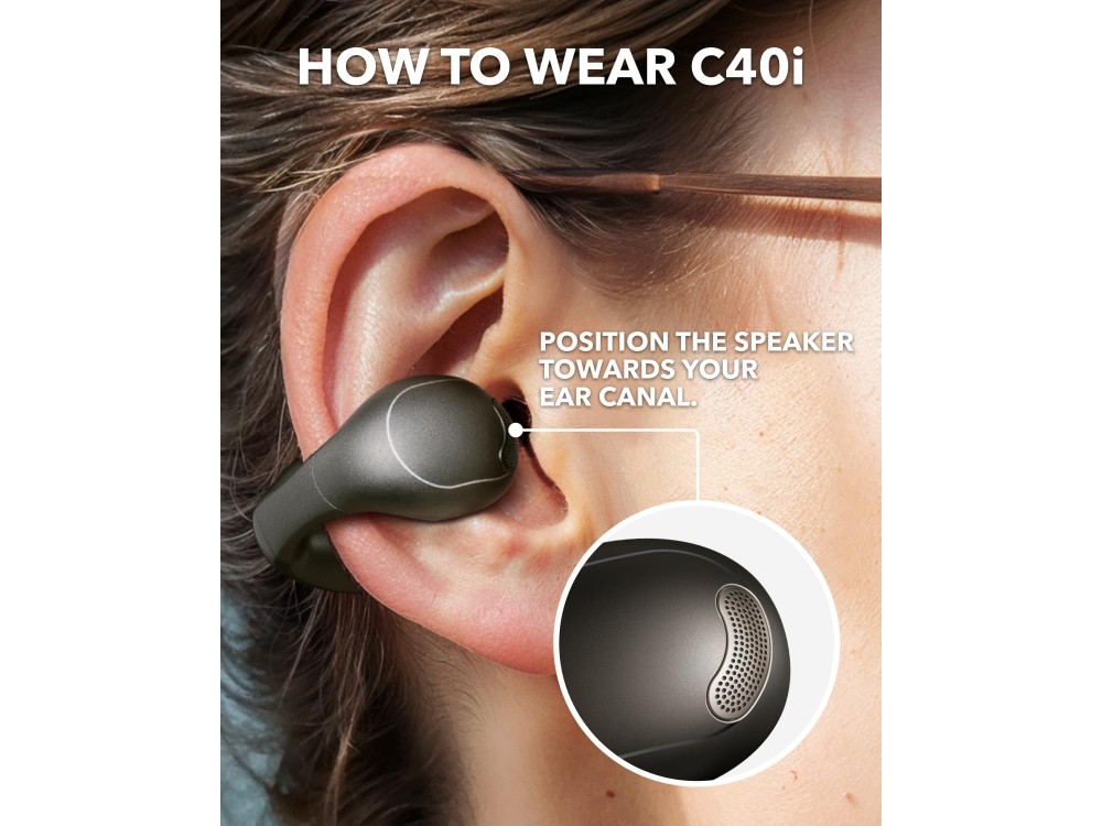 Anker Soundcore C40i Bluetooth 5.4 Ακουστικά Open-Ear Αδιάβροχα & Διάρκεια Μπαταρίας έως 21 Ώρες, Dark Gray