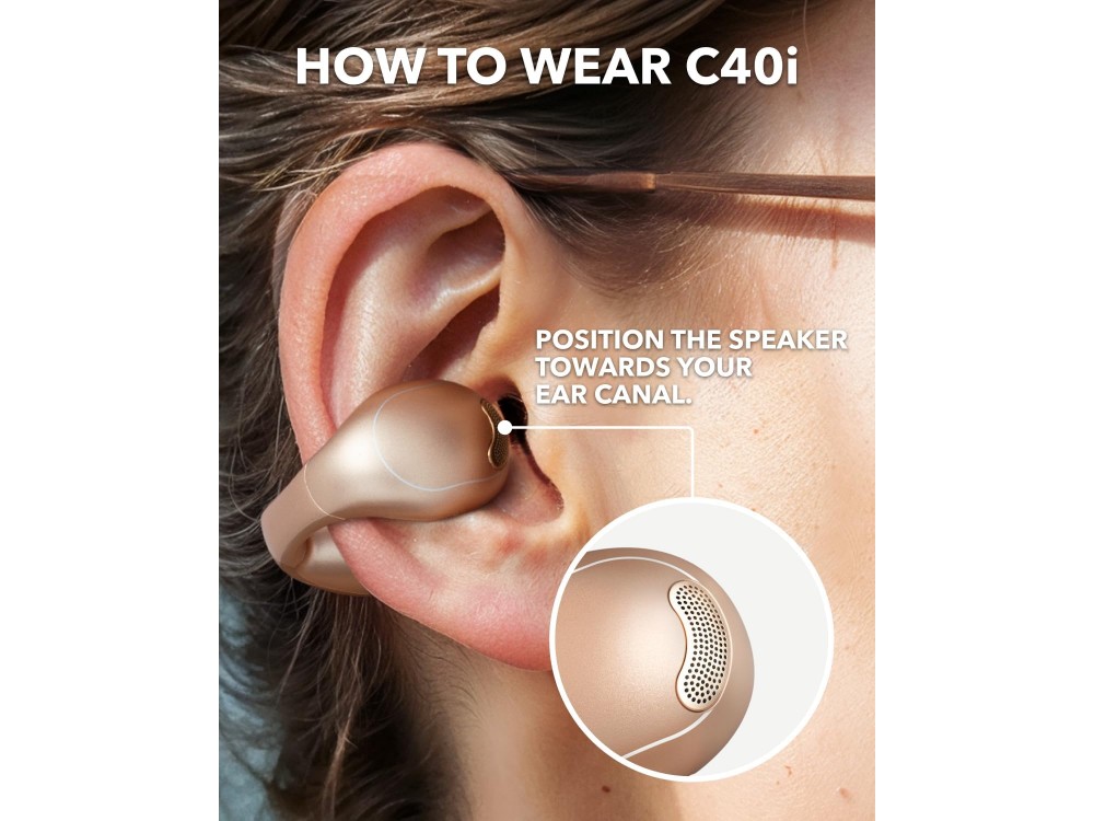 Anker Soundcore C40i Bluetooth 5.4 Open-Ear Headphones Waterproof & Battery Life up to 21 Hours, Golden