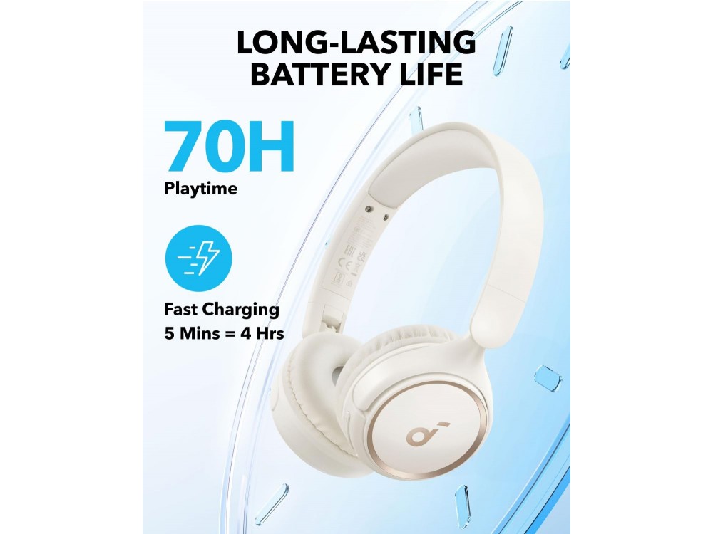 Anker Soundcore Life H30i Bluetooth 5.3 Headphones with Pure Bass & Soundcore App, White