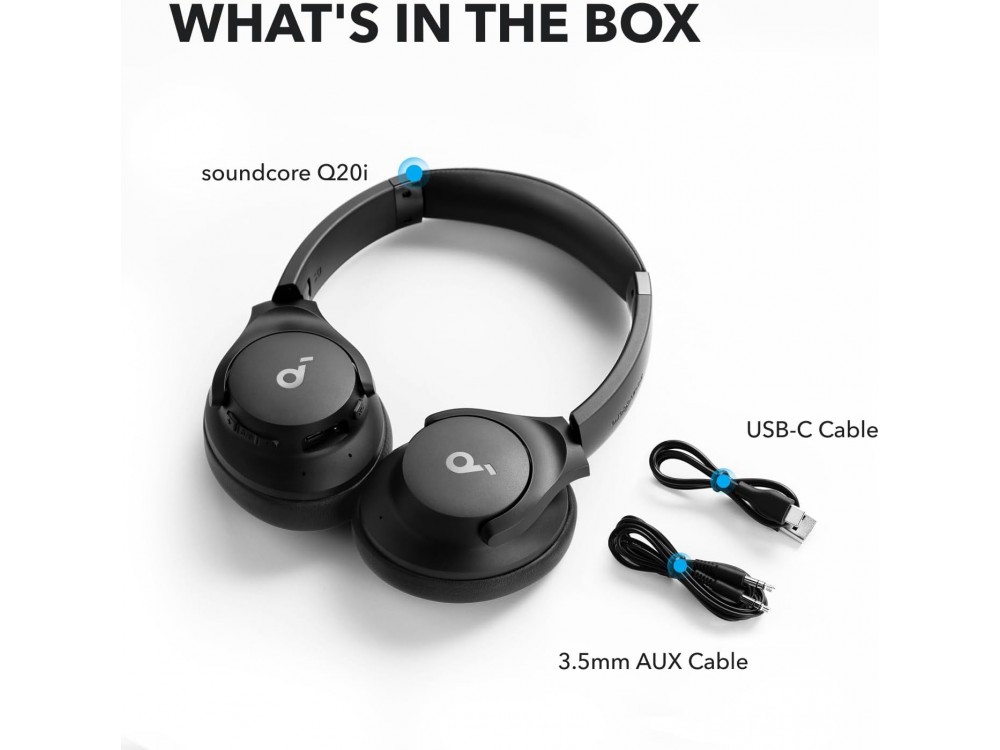 Anker Soundcore Life Q20i Bluetooth ακουστικά με Active noise cancellation, Hi-Res Audio & Soundcore App, Μαύρα