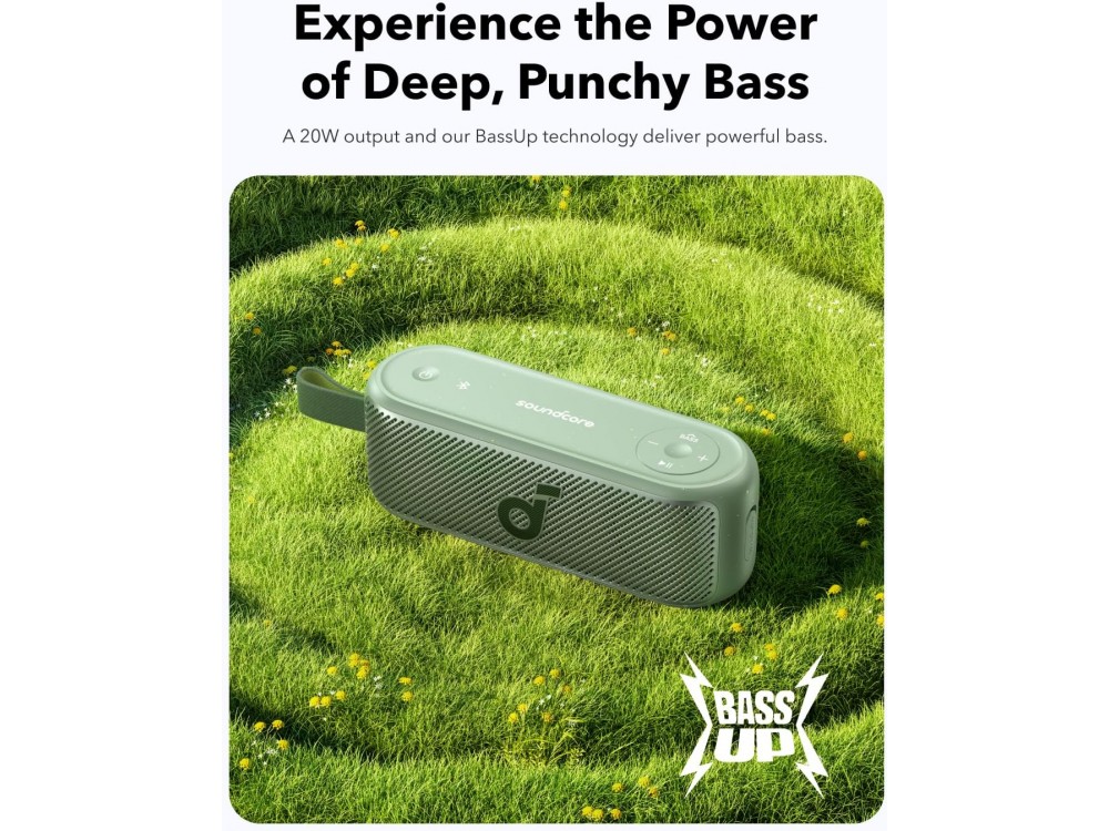 Anker Soundcore Motion 100, Portable Bluetooth Speaker 20W with App & Hi-Res Audio, IPX7, Green