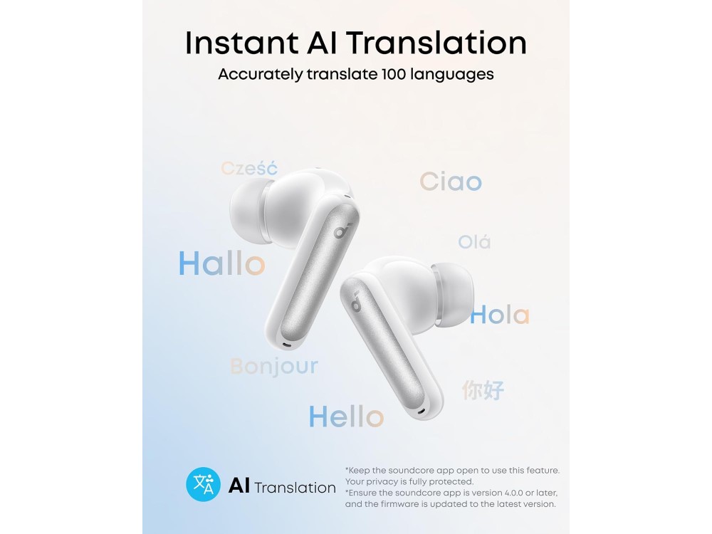 Anker Soundcore P41i Bluetooth 5.3 Ακουστικά TWS με Ενσωματωμένο Καλώδιο USB-C, Active Noise Cancelling & App, White