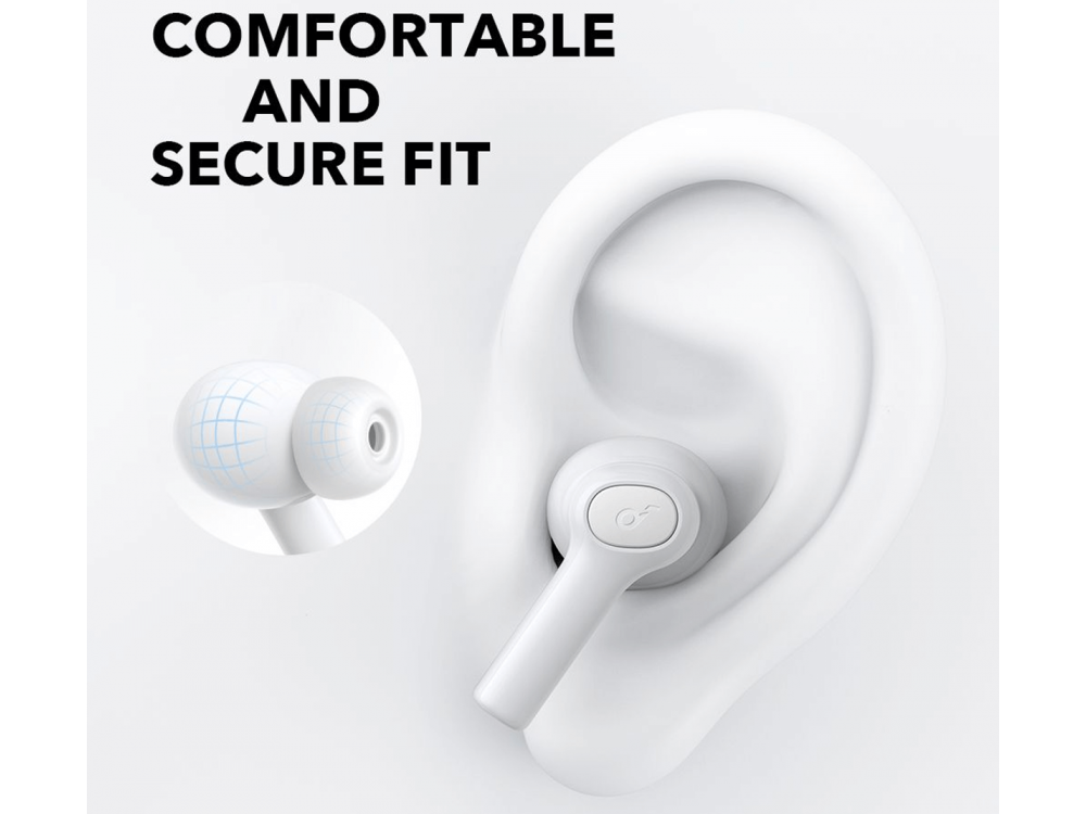 Anker Soundcore R100 Bluetooth Headphones TWS with USB-C Fast Charging & BassUp Mode - A3981G21, White
