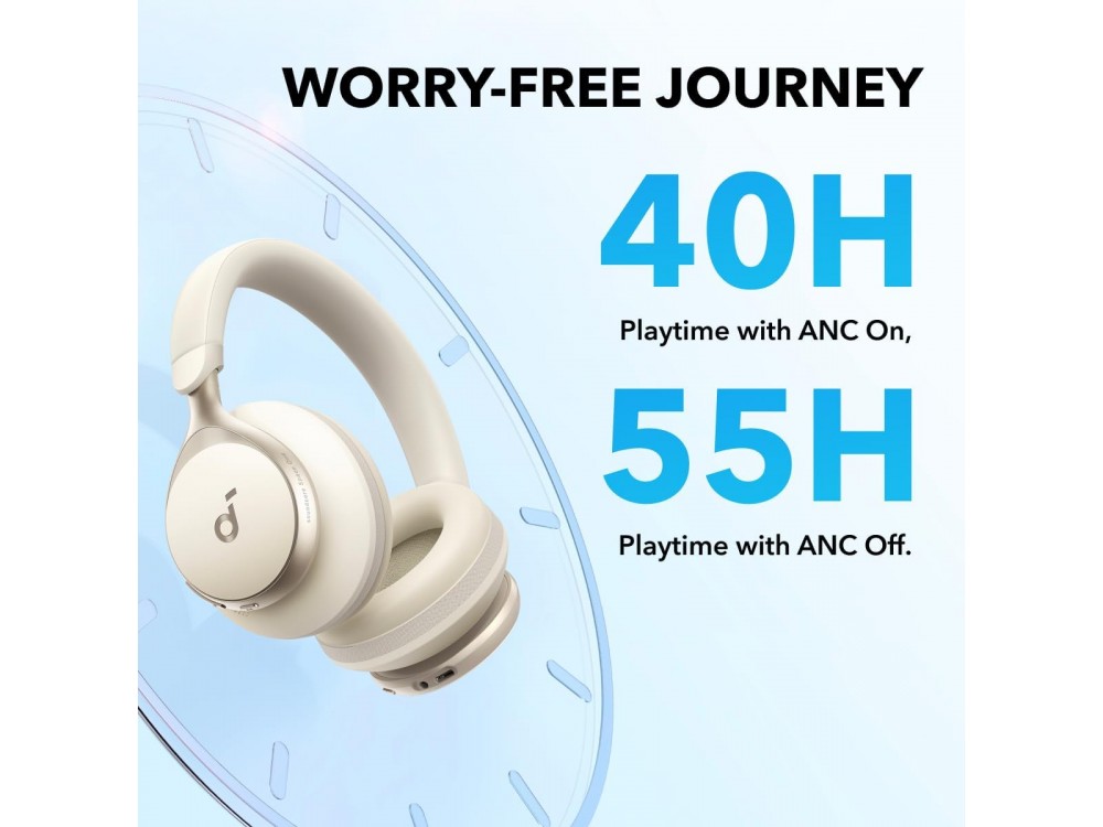 Anker Soundcore Space One Bluetooth 5.3 ακουστικά με Hybrid Active noise cancellation & LDAC Hi-Res Wireless Audio, White