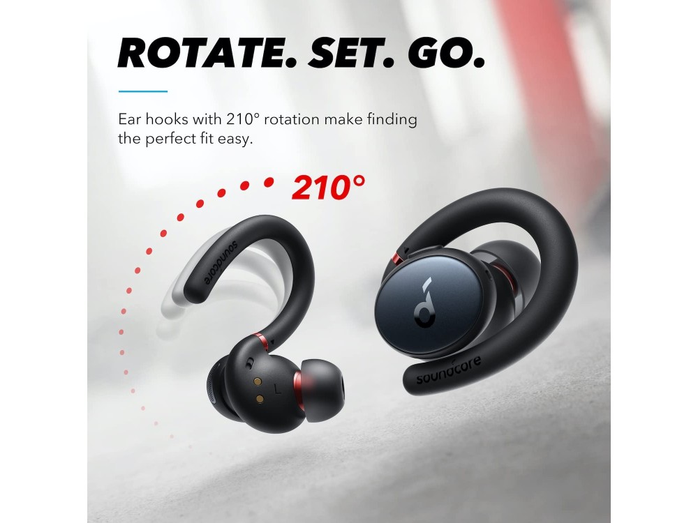 Anker Soundcore Sport X10 Bluetooth 5.2 Earbuds TWS with Rotatable Ear Hooks & IPX7, Black