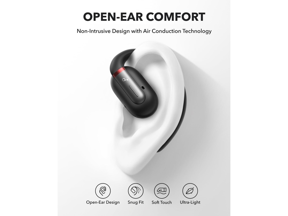 Anker Soundcore V30i Bluetooth 5.3 Ακουστικά Open-Ear με Αντοχή στον Ιδρώτα & Διάρκεια Μπαταρίας έως 12 Ώρες, Μαύρα