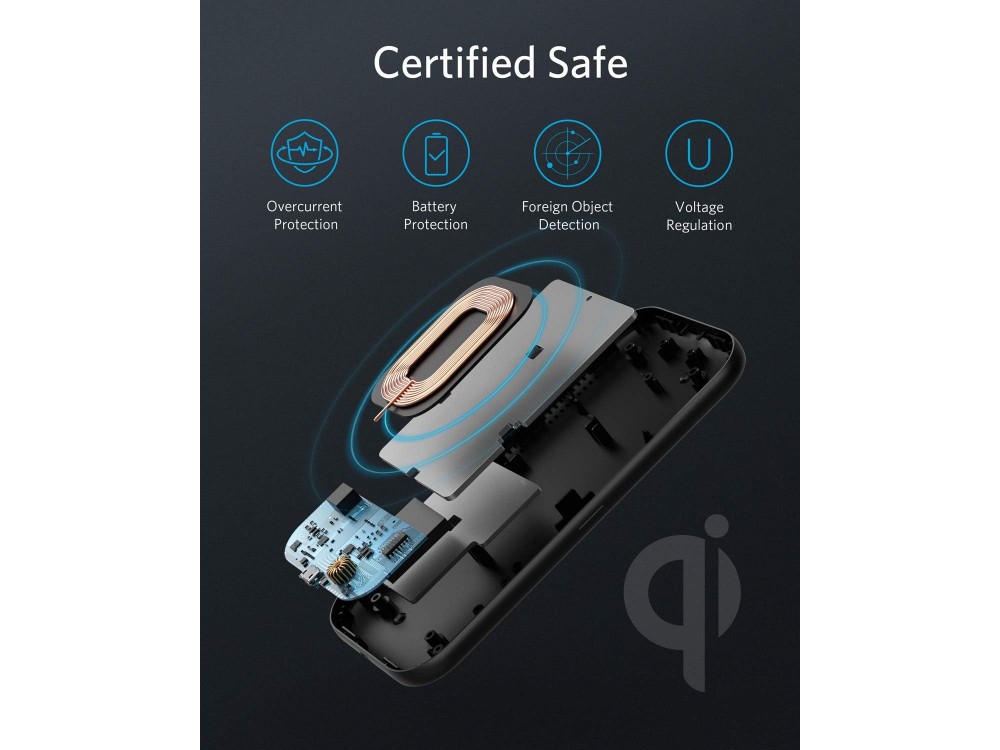 Anker Wireless PowerWave Charger (Qi Pad), Ασύρματος Φορτιστής Qi 10W, Μαύρος