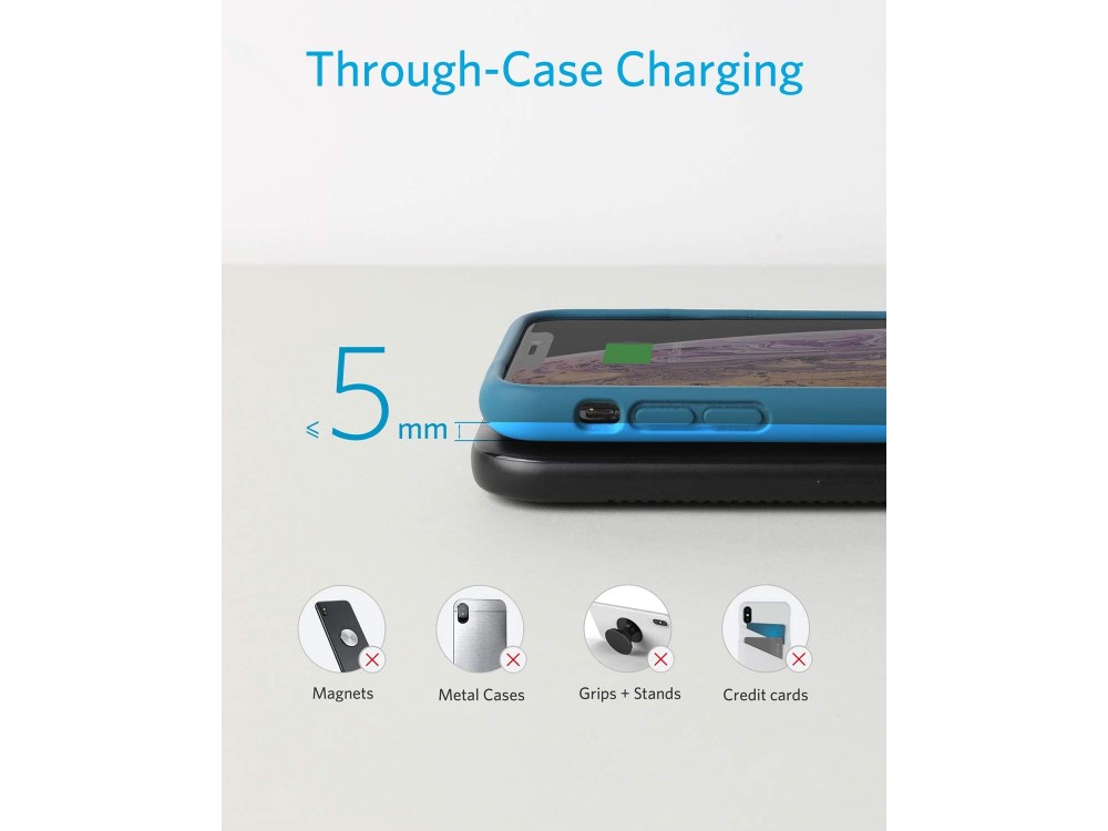 Anker Wireless PowerWave Charger (Qi Pad), Ασύρματος Φορτιστής Qi 10W, Μαύρος