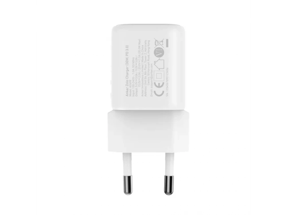 Anker Zolo 30W Type-C Wall Charger with GaN II PD, White