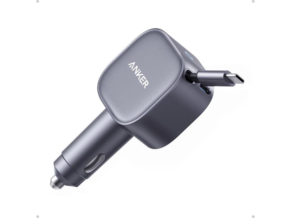 Anker Φορτιστής Αυτοκινήτου 75W με Ενσωματωμένο Καλώδιο USB-C έως 75cm & Θύρα USB-C, Grey