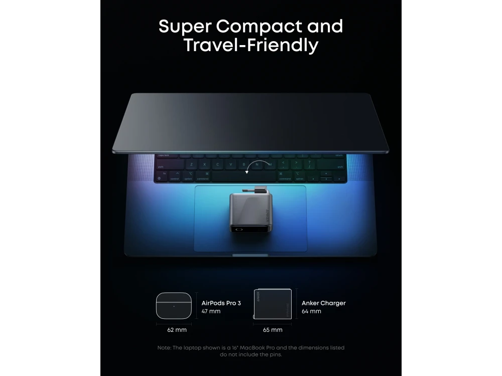Anker Φορτιστής πρίζας 3-θυρών 160W Type-C με Smart Display, Dark Grey