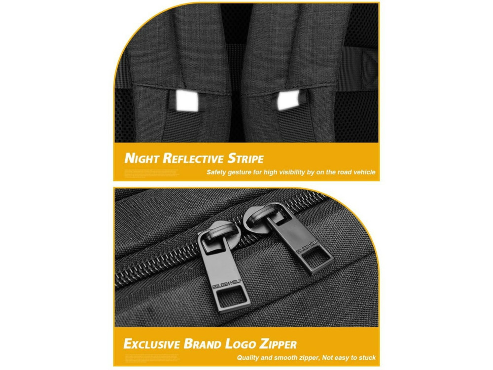 Arctic Hunter Golden Wolf Hip Backpack / Τσάντα Laptop για Laptop έως 15.6" Water Resistant με USB Port, Μαύρη