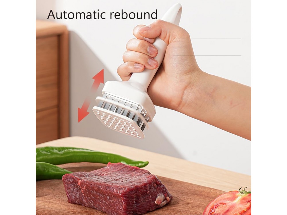 AJ Meat Tenderizer Tool With 24 Blades, Σφυρί για Κρέας Τρυφεροποιητής Κρεάτων, White
