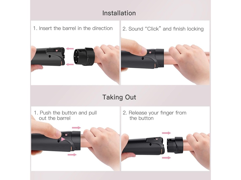 BESTOPE Waver 5 in 1 Curling Iron Wand Set, Κεραμικό Σίδερο για μπούκλες, με Ρύθμιση Θερμοκρασίας, Περιλαμβάνει Γάντι + 2 Clips