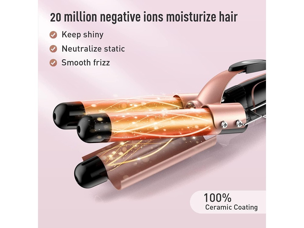 BESTOPE Waver 5 in 1 Curling Iron Wand Set, Κεραμικό Σίδερο για μπούκλες, με Ρύθμιση Θερμοκρασίας, Περιλαμβάνει Γάντι + 2 Clips