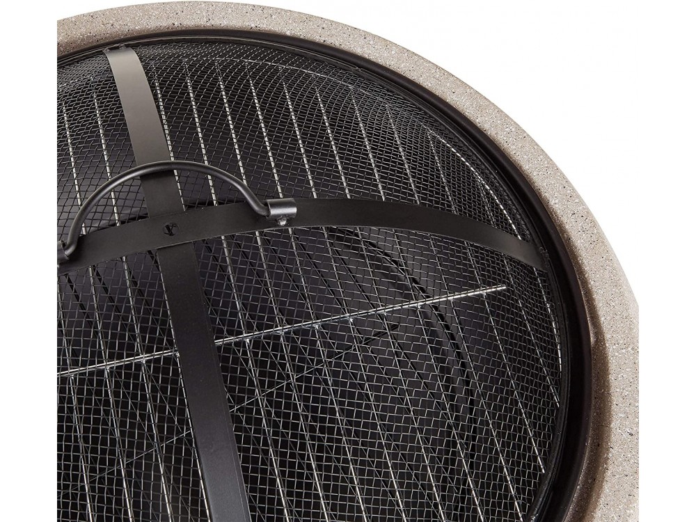 BTFY Round MgO Fire Pit, Επιτραπέζιο Τζάκι Εξωτερικού Χώρου, Διαμέτρου 60cm