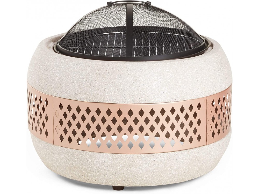 BTFY Round MgO Fire Pit, Επιτραπέζιο Τζάκι Εξωτερικού Χώρου, Διαμέτρου 60cm