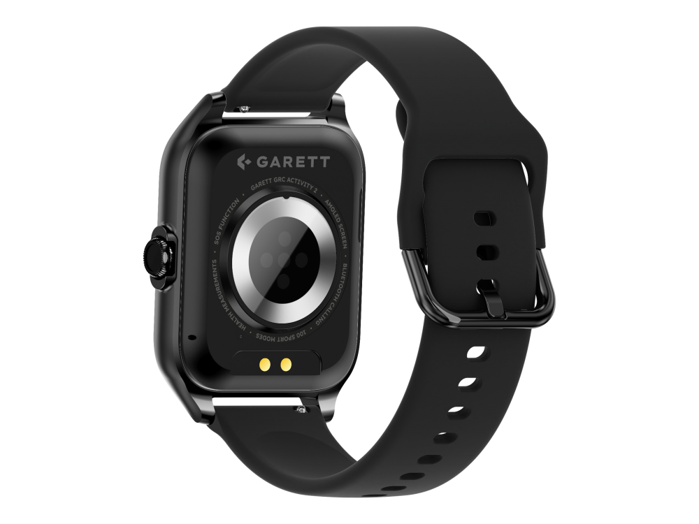 Garett GRC Activity 2 Smartwatch with AMOLED Display, Voice Assistant, Smart App, Oscilloscope & Battery up to 7 Days, Black Matt
