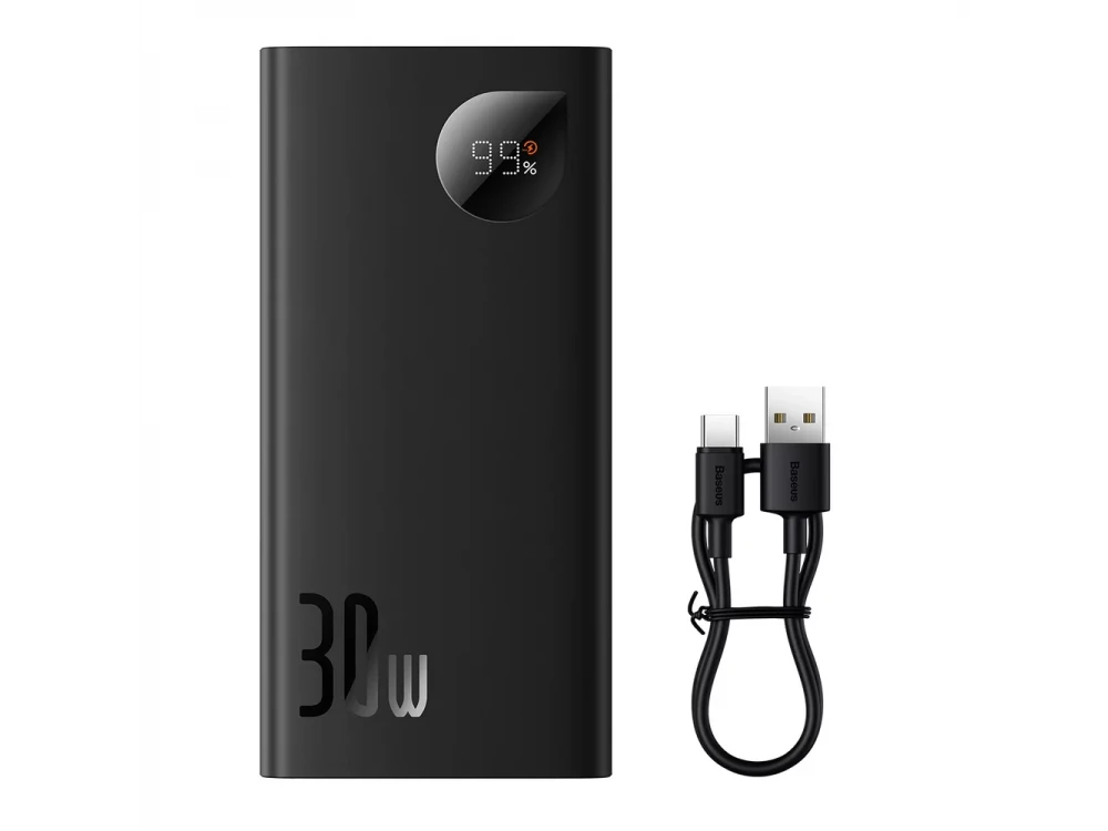 Baseus Adaman2 Power Bank 10000mAh 30W with 2 USB-A ports and 1 USB-C port Power Delivery / Quick Charge 3.0, Black