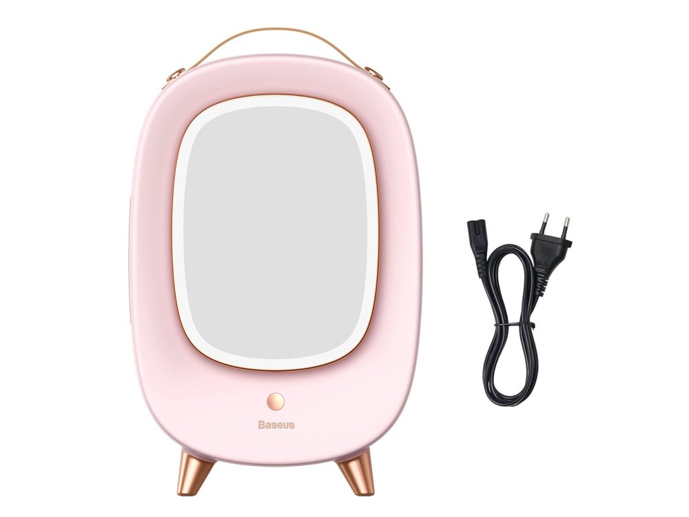Baseus Beauty Mini Fridge 13L, mini portable cooler with front mirror, Pink