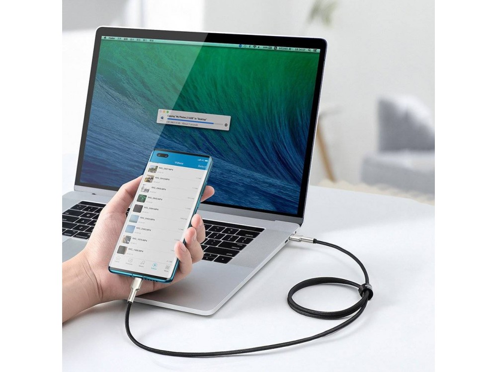 Baseus Cafule Metal Cable USB-C to USB-C 5A / 100W, 2m with Nylon Weave, Black / Grey