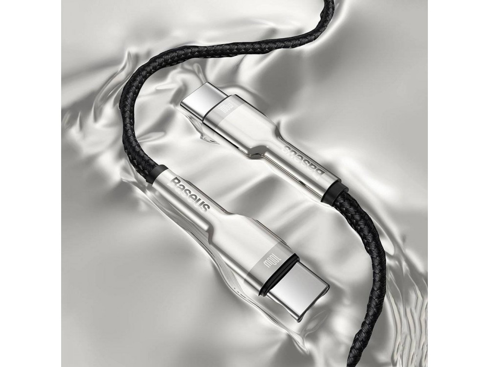 Baseus Cafule Metal Cable USB-C to USB-C 5A / 100W, 2m with Nylon Weave, Black / Grey