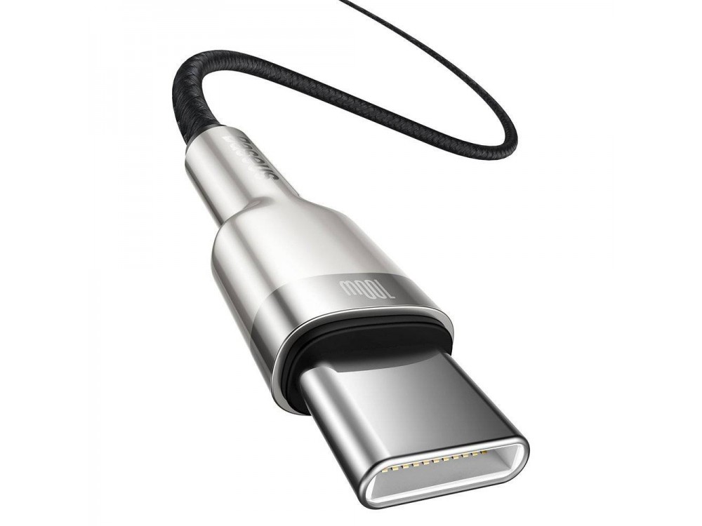 Baseus Cafule Metal Cable USB-C to USB-C 5A / 100W, 2m with Nylon Weave, Black / Grey
