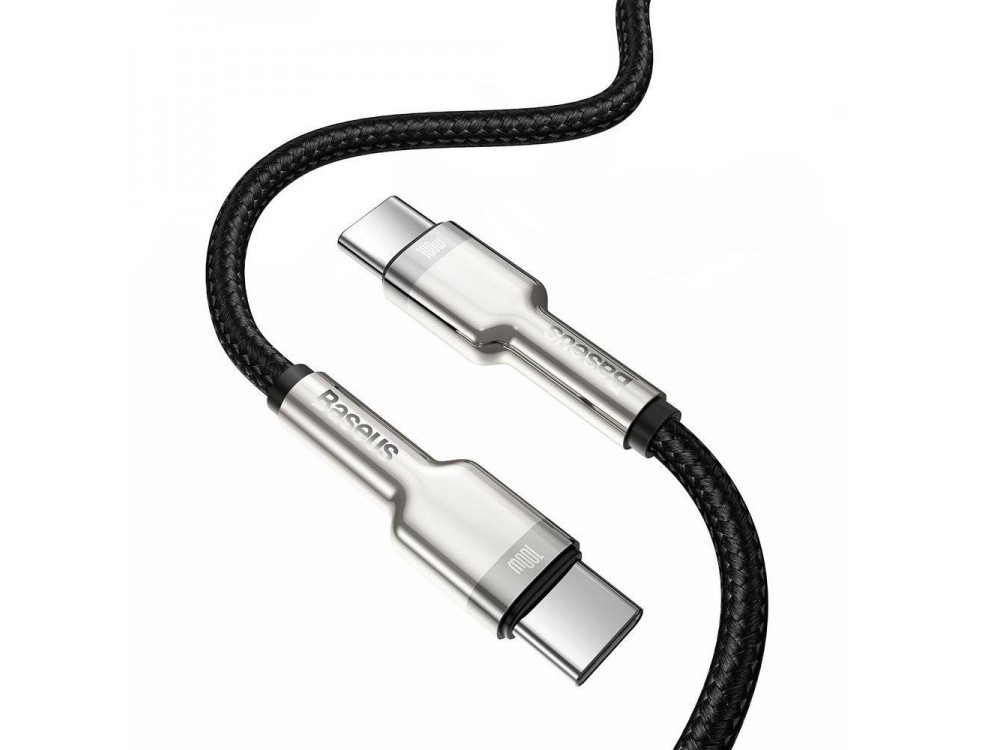 Baseus Cafule Metal Cable USB-C to USB-C 5A / 100W, 2m with Nylon Weave, Black / Grey