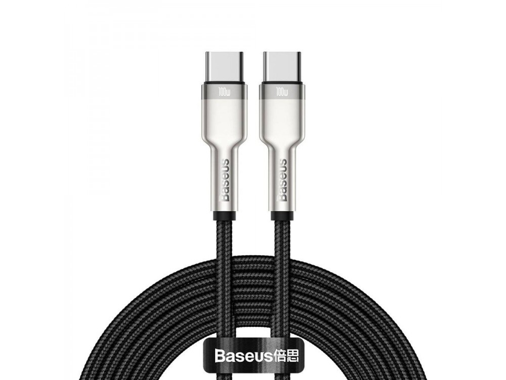 Baseus Cafule Metal Cable USB-C to USB-C 5A / 100W, 2m with Nylon Weave, Black / Grey