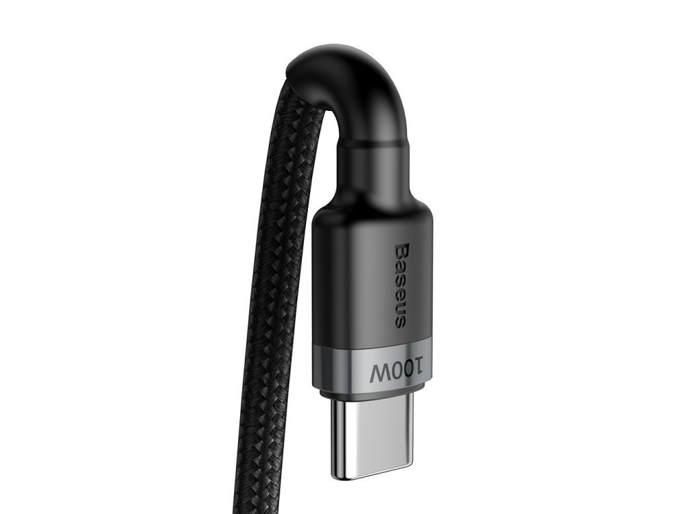 Baseus Cafule USB-C σε USB-C Καλώδιο 2μ. με Νάυλον ύφανση και Υποστήριξη PD3.0/QC4.0/FCP & 5A / 100W, Silver / Black