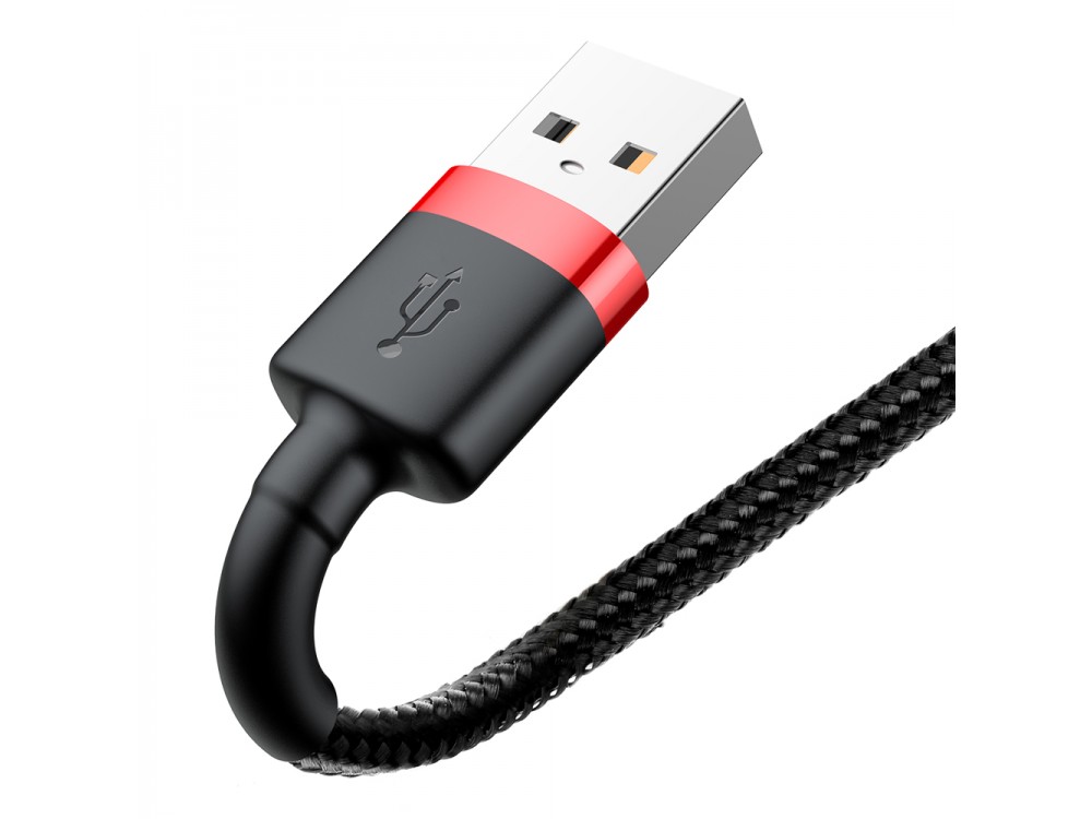 Baseus Cafule Καλώδιο Lightning σε USB 2.0, 1μ με Νάυλον Ύφανση - Μαύρο & Κόκκινο