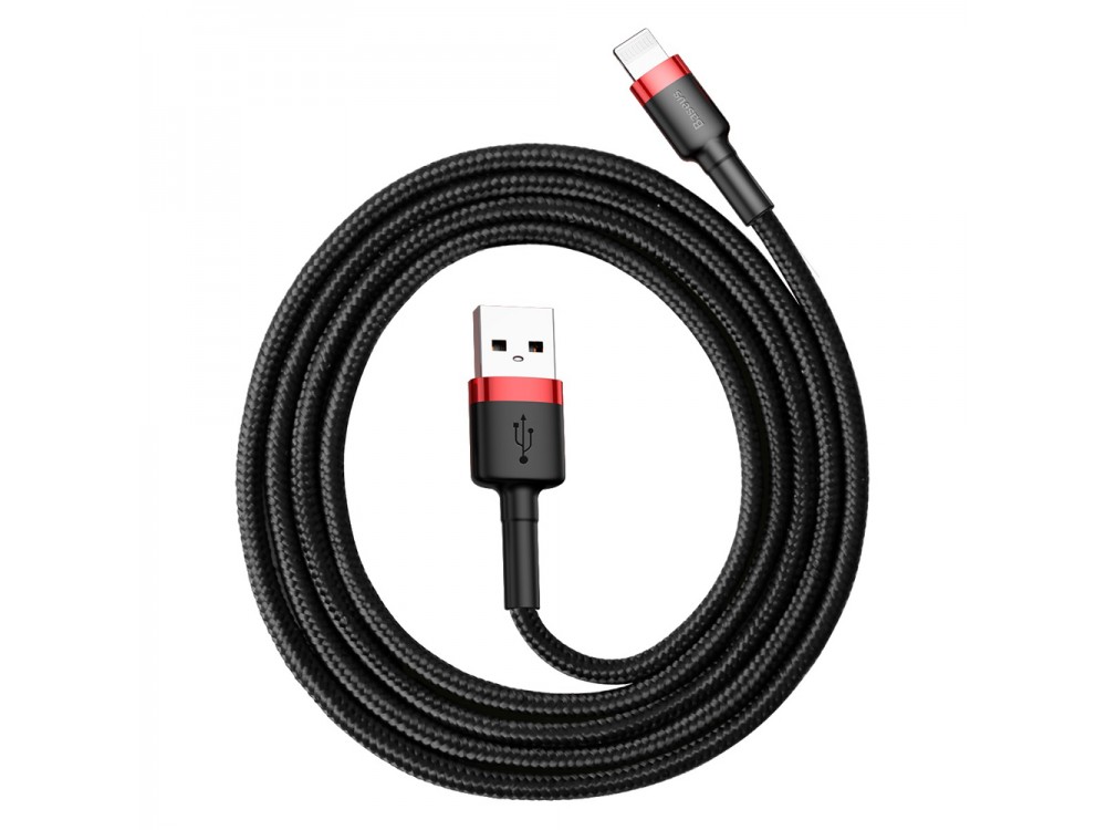 Baseus Cafule Καλώδιο Lightning σε USB 2.0, 1μ με Νάυλον Ύφανση - Μαύρο & Κόκκινο