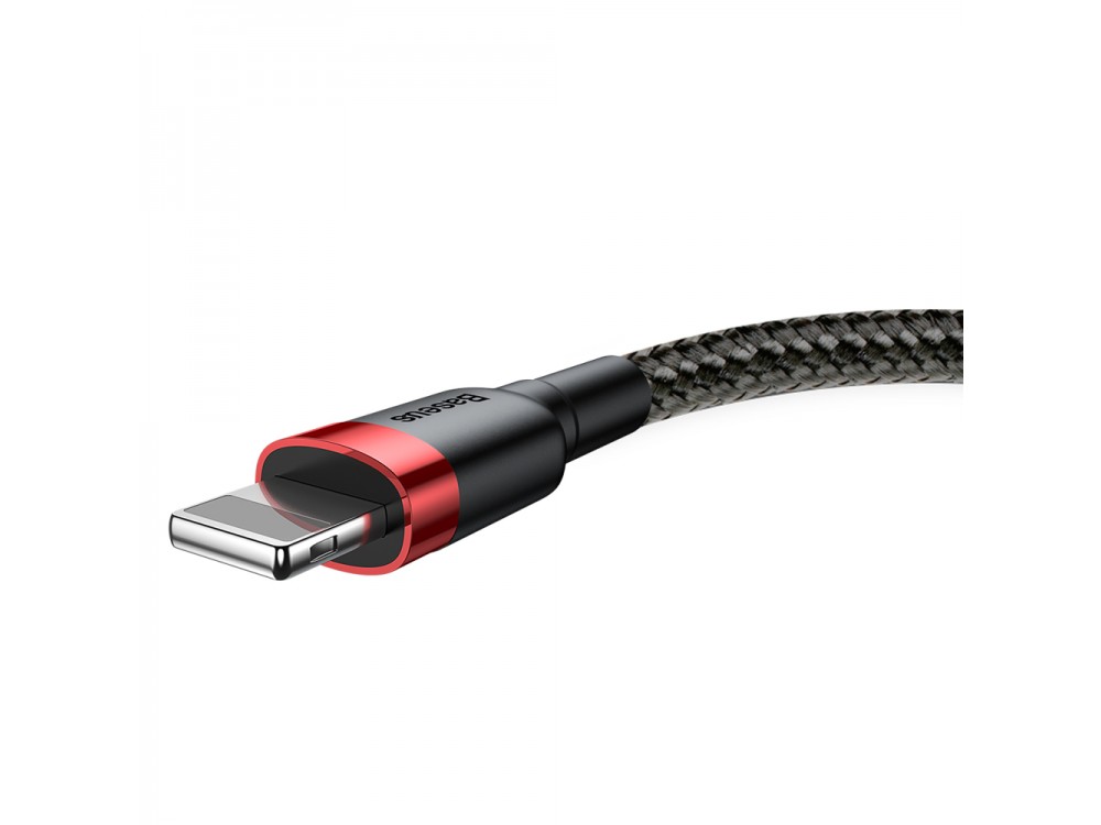 Baseus Cafule Καλώδιο Lightning σε USB 2.0, 1μ με Νάυλον Ύφανση - Μαύρο & Κόκκινο