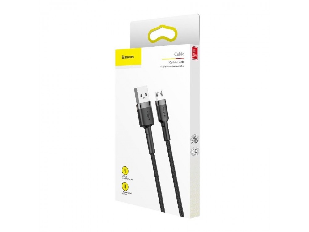 Baseus Cafule Καλώδιο Micro USB 0.5μ. με Νάυλον Ύφανση, Μαύρο