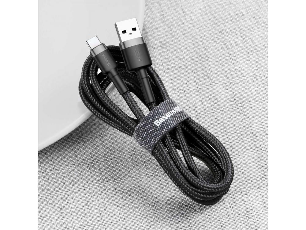 Baseus Cafule Καλώδιο USB-C σε USB 2.0 3Α, 1μ. με Νάυλον Ύφανση, Μαύρο & Γκρί