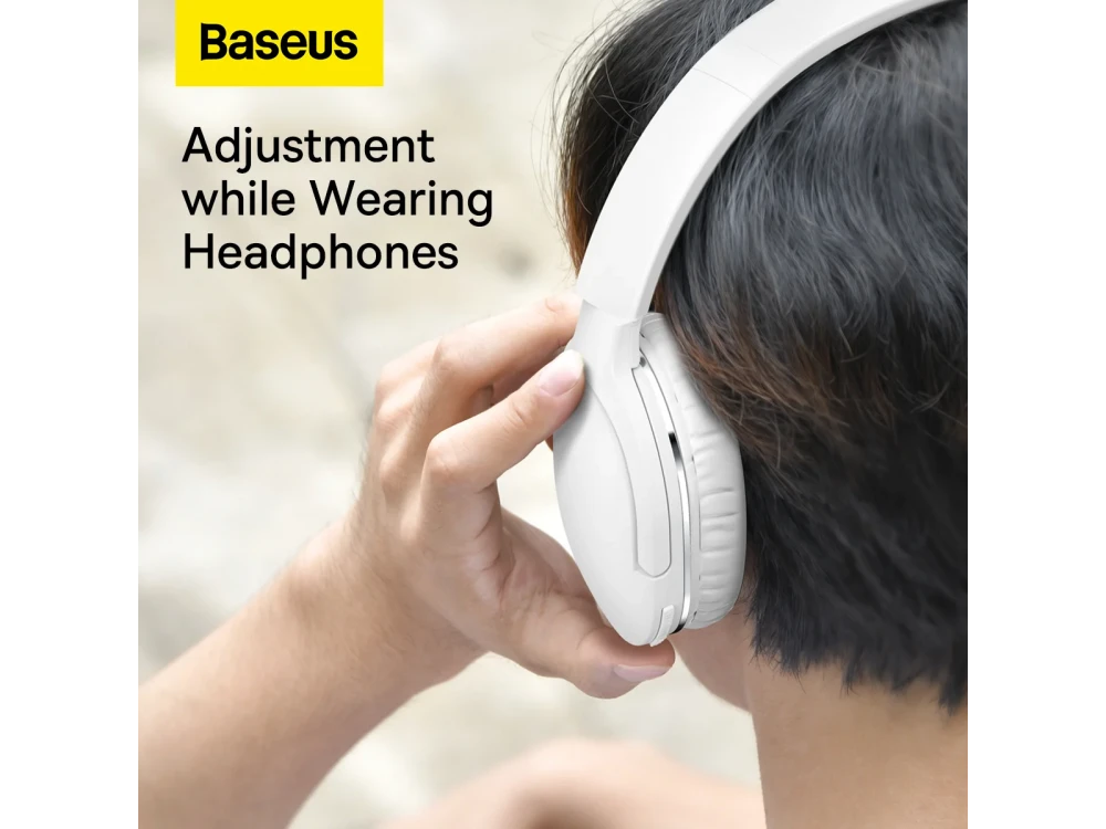 Baseus Encok D02 Pro Bluetooth 5.3 Headphones, Low Latency & 50H Playtime, White
