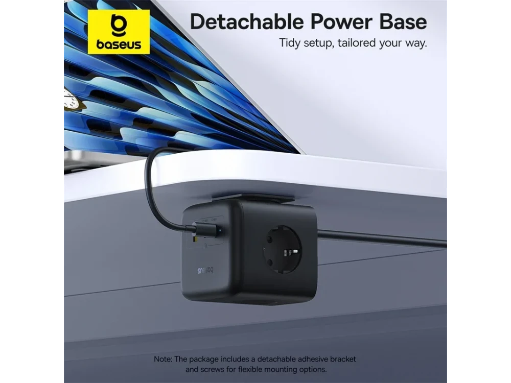 Baseus EnerFill FA11 GaN Cube 3-outlet Charging Station Power Strip, Power Strip with 2 Type-C Ports 67W PD 2 USB-A Ports 18W, Black